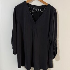 Adrianna Papell Black V-Neck Blouse